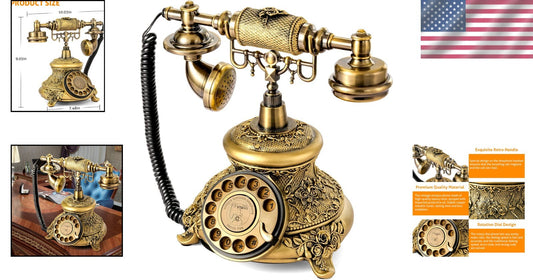 Classic Bronze Rotary Telephone - Antique Style Corded Phone for Vintage Lovers