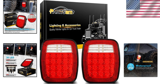 38 LED Universal Tail Light Set for Wrangler & 12V Vehicles - Waterproof Combo