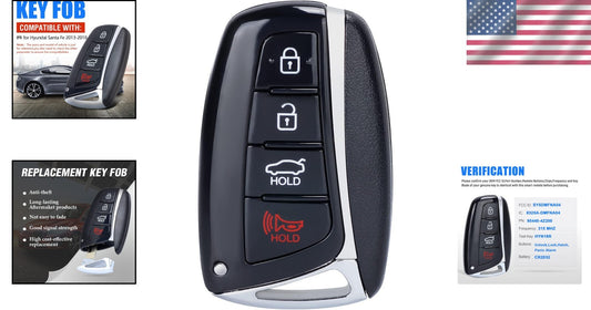 4 Button Keyless Entry Remote for Hyundai Santa Fe 2013-2018 - Complete Package