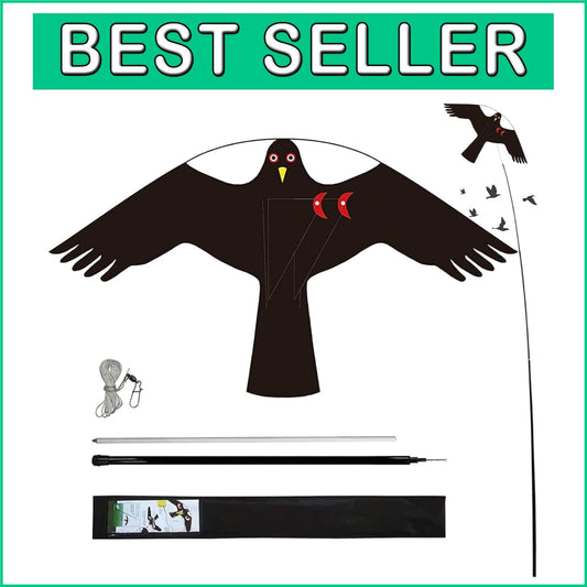 Flying Hawk Kite Bird Deterrent with 4m Pole & Easy Setup - Unisex/Teen Style C