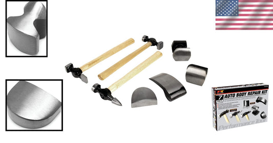 7-Piece Hammer and Dolly Set for Efficient Auto Body Work on All Surfaces