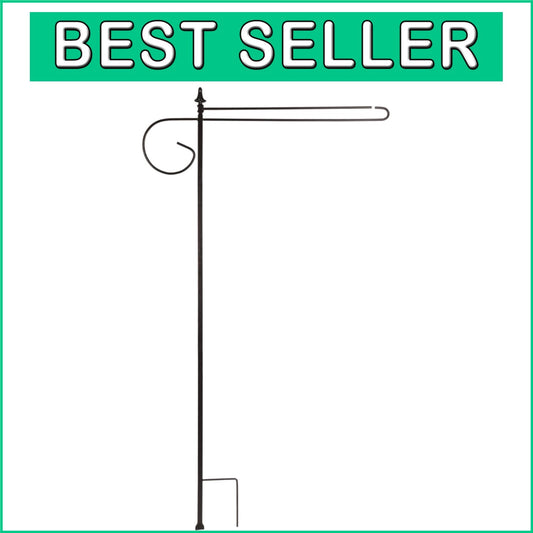 Elegant 3-Piece Wrought Iron Flag Stand - Easy Installation, Premium Quality