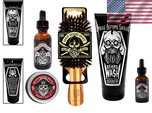 Moisturizing Beard Care Pack with Bay Rum Oil, Wash & Boar Hair Brush