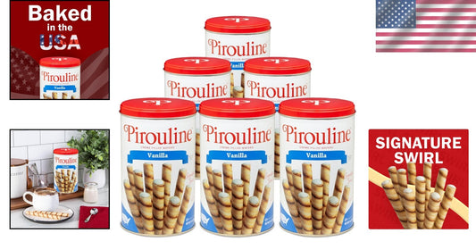 Freshly Baked Vanilla Crème Rolled Wafers - Perfect for Coffee or Gifts, 6 Pack