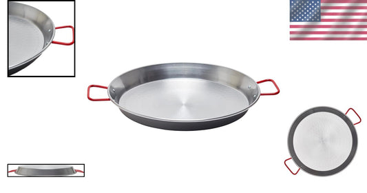 Versatile 16-Inch Carbon Steel Paella Pan - Perfect for Gas & Electric Stovetops