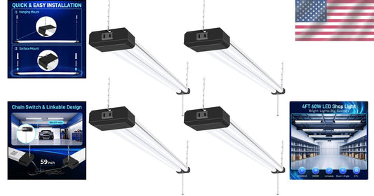 Energy-Efficient 4FT LED Utility Lights - Linkable & Easy Install for Workspaces