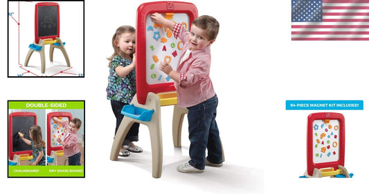 All Around Easel for Two: Durable Kids Activity Table with Chalkboard & Markers