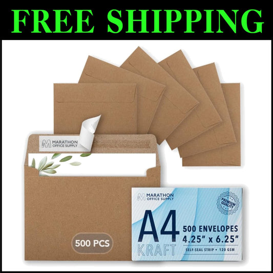 Heavy Duty Self-Seal A4 Kraft Envelopes - Ideal for All Greeting Cards 500 Pack
