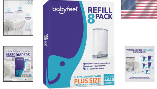 8 Count Extra Durable Refill Bags for DEKOR PLUS Diaper Pail - Odor Eliminating