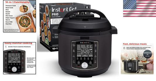 All-in-One 8 QT Programmable Cooker with Stainless Steel Pot & Recipe App