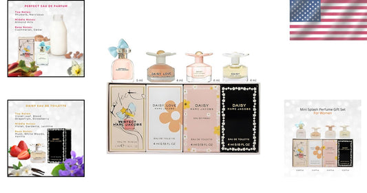 4-Piece Mini Perfume Gift Set for Women - Travel Size Luxury Fragrances