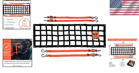 84" Adjustable Cargo Net with Easy Storage for Trucks and Outdoor Adventures
