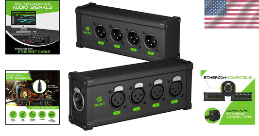 EtherCON-Compatible XLR to Ethernet Adapters - 4 Channels for Studio & Stage