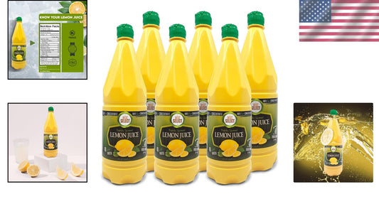 6-Pack 100% Pure Lemon Juice, 33.8 Oz Bottles - No Added Water, Kosher Certified