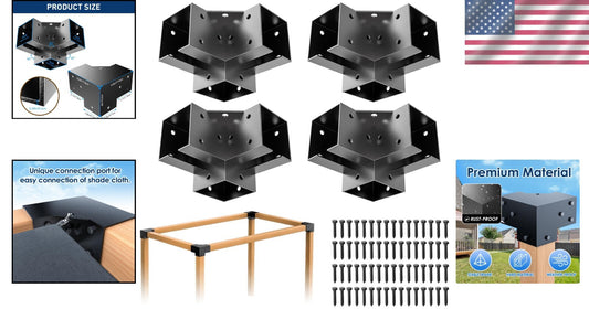 4pcs Right Angle Pergola Brackets for Flat Roofs - Durable Carbon Steel Design