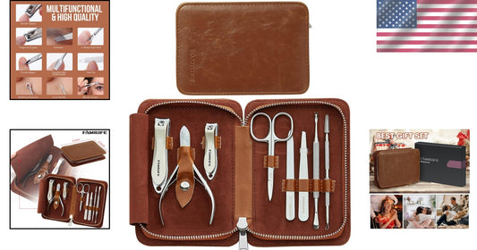 Ergonomic 8-Piece Manicure Kit for Men with Travel Case - Ultimate Grooming Gift