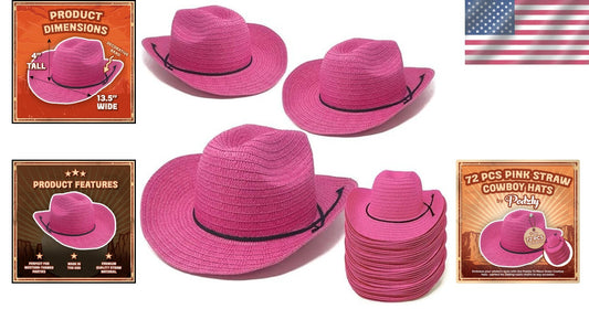 Spacious 24" Cowboy Hats - 72-Piece Set for Men, Women & Festive Gatherings