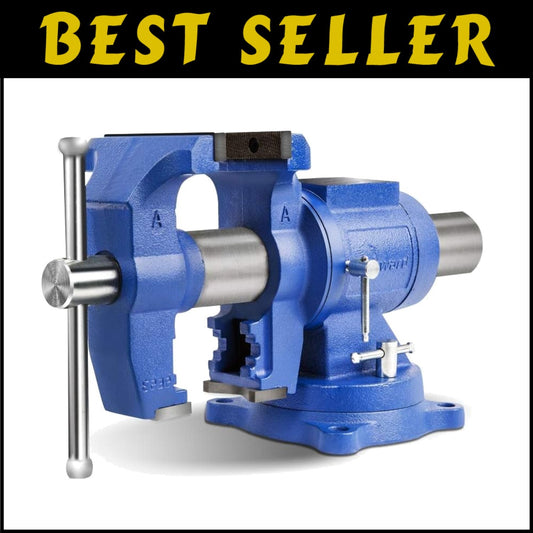Versatile Heavy-Duty Bench Vise with Replaceable Jaws & Swivel Base - 360°