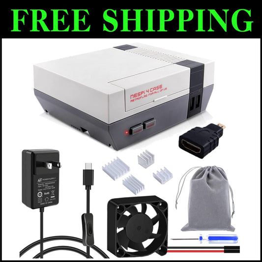 All-in-One NES Design Raspberry Pi 4 Case with Cooling, SSD, and Power Supply