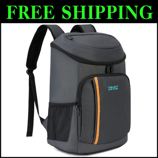 Durable 30-Can Insulated Backpack Cooler - Leak-Proof for Work, Beach & Hiking