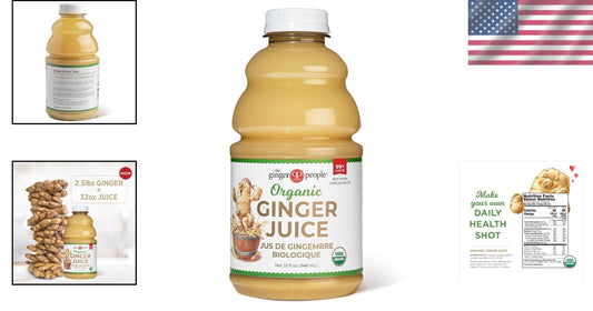 Natural Ginger Juice, 32 Fl Oz - 12-Pack of Pure Wellness Shots, Gluten-Free