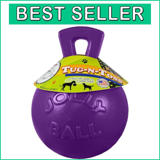 X-Large Heavy Duty Dog Toy Ball: Tug-N-Toss with Handle for All Breeds