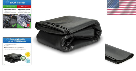 45 Mil EPDM Water Feature Liner - Easy Installation, 20-Year Guarantee