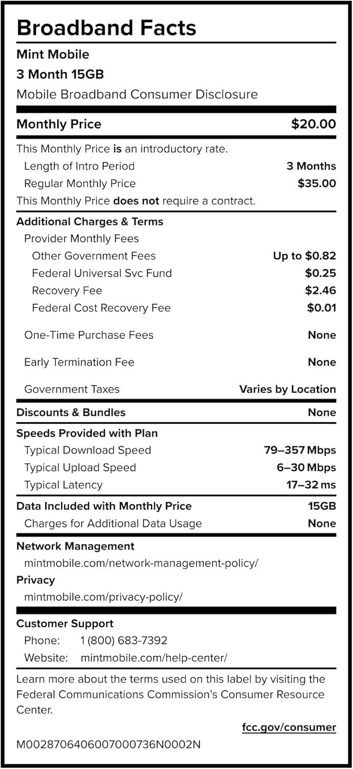 $20 5G Phone Plan with 15GB Monthly Data + Free Hotspot and International Calls