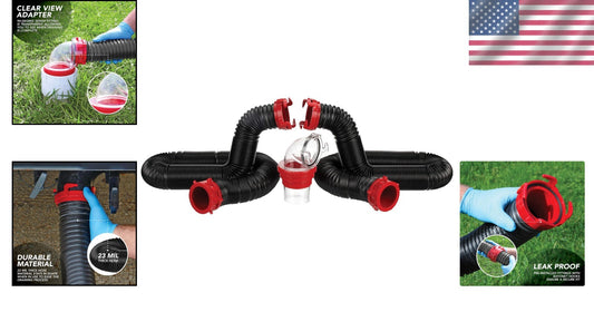 Durable 20-Foot RV Sewer Hose Kit - 2 Collapsible Hoses & 90-Degree Adapter