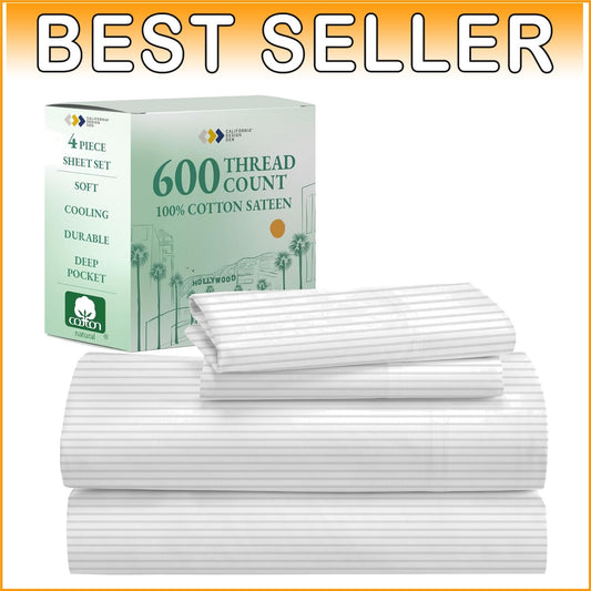 Breathable 600 Thread Count California King Sheet Set - Fade Resistant Sateen
