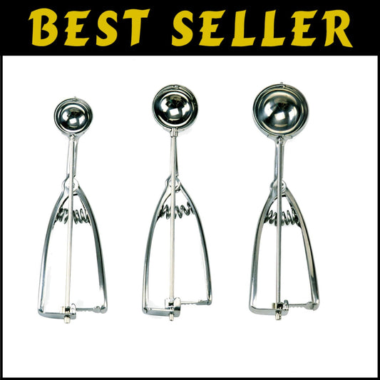 Set of 3 Elegant Stainless Steel Cookie Scoops - Perfect for Ice Cream & More