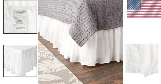 Gathered White Cotton Voile Dust Ruffle with Versatile Split Corners - 15" Drop