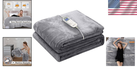ETL Certified Heated Blanket Throw - Warm & Soft for Home & Camping, 72" x 84"
