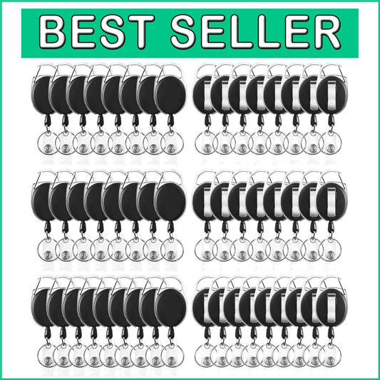Versatile 50Pcs Badge Reels with Heavy-Duty Clips & 26-Inch Retractable Cord