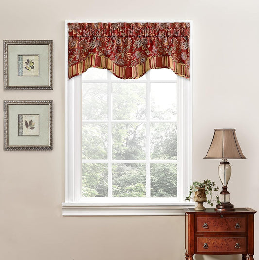 Sophisticated 52"x16" Valance Curtain - Crimson Floral for Bathrooms & Kitchens