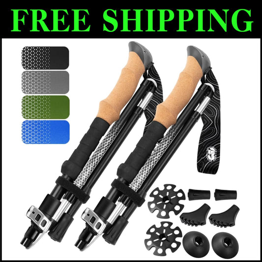Adjustable & Durable Folding Trekking Poles with Cork Grips - For All Adventures