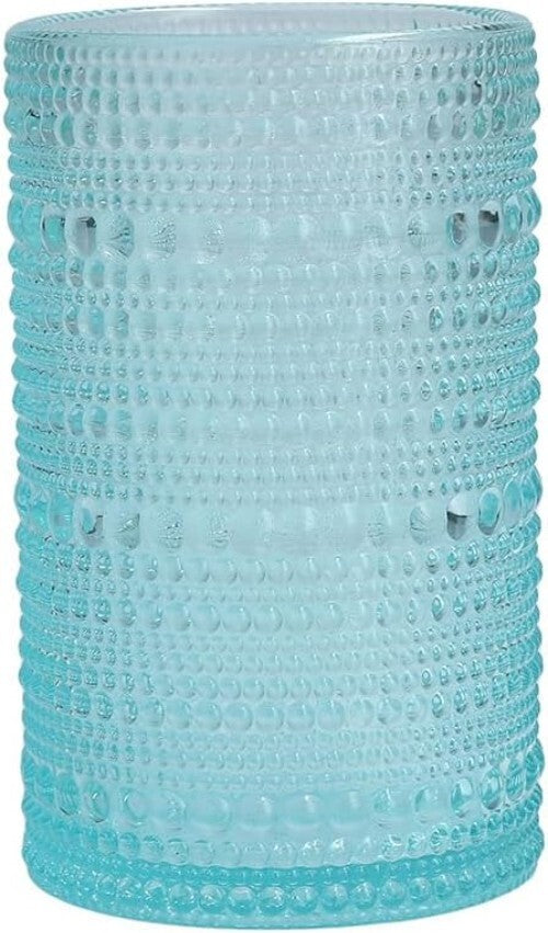 Elegant 13 Ounce Hobnail Glass Set of 6 - Dishwasher Safe Pool Blue Drinkware