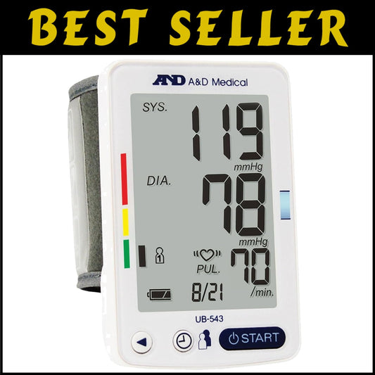 Wrist BP Monitor with Extra-Large LCD, 2 User Memory & 2 AAA Batteries Included