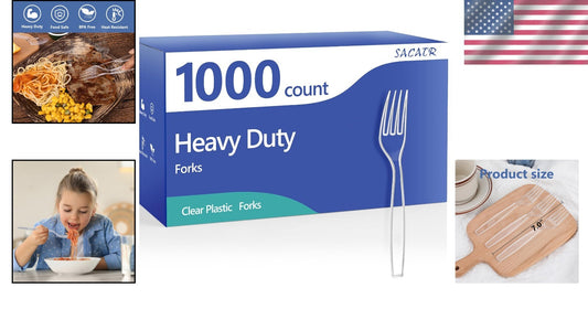 Premium 1000 Pack Clear Plastic Forks - Sturdy, Dishwasher Safe for All Events