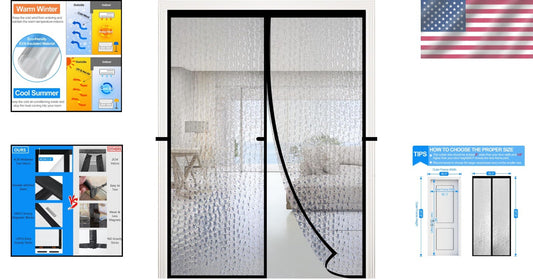 Magnetic Self-Closing Door Curtain - Stylish EVA Insulation for 80"x96" Doors