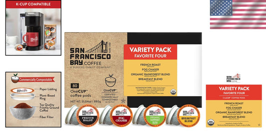 Delicious 80 Ct Compostable Coffee Pods - Eco-Conscious & Flavorful Selection