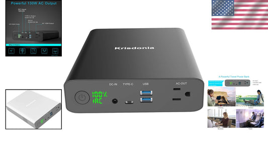 Sleek Portable Charger 60000mAh, 130W AC Outlet & LED Display - Ideal for Travel