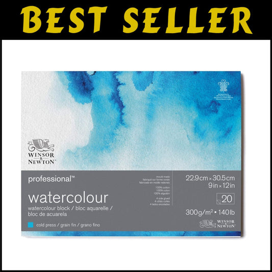 Resilient Watercolor Paper Block, 20 Sheets 9" x 12" - Ideal for Artists