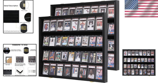 36 Graded Sports Card Display Frames - UV-Protected and Sturdy Case 2 Pack