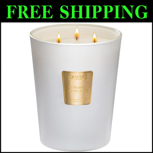 Gorgeous Floral Patterned Large Candle - Creamy Vanilla Scent, Perfect Gift