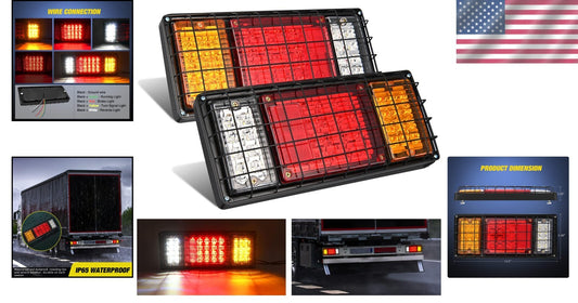 40 LED Waterproof Trailer Tail Light Kit - Clear Lens, Chrome Finish for 10-30V