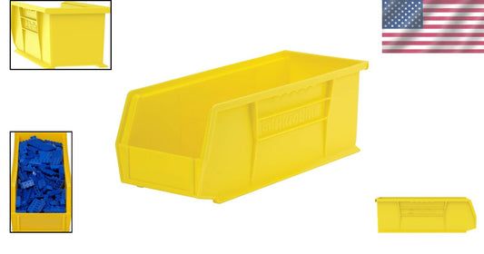 Efficient 12-Pack Plastic Stacking Bins - Yellow Storage Solution for Crafts
