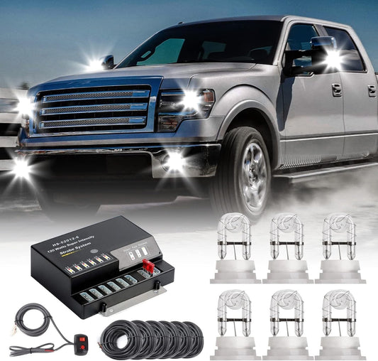 Emergency Strobe Lights Kit: 6 Hid Bulbs with 13 Flashing Modes and 16 ft Cord