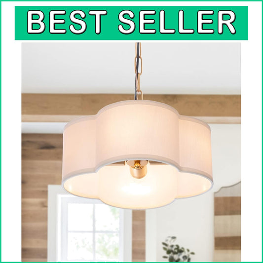 Elegant Modern Farmhouse Chandelier with Dimmable 4-Light Pendant in Off-White