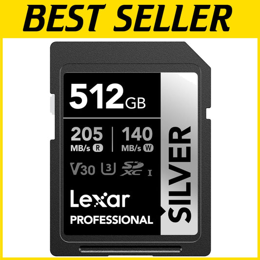 512GB Premium Silver SD Card - Class 10, U3, V30 - For Stunning 4K Footage
